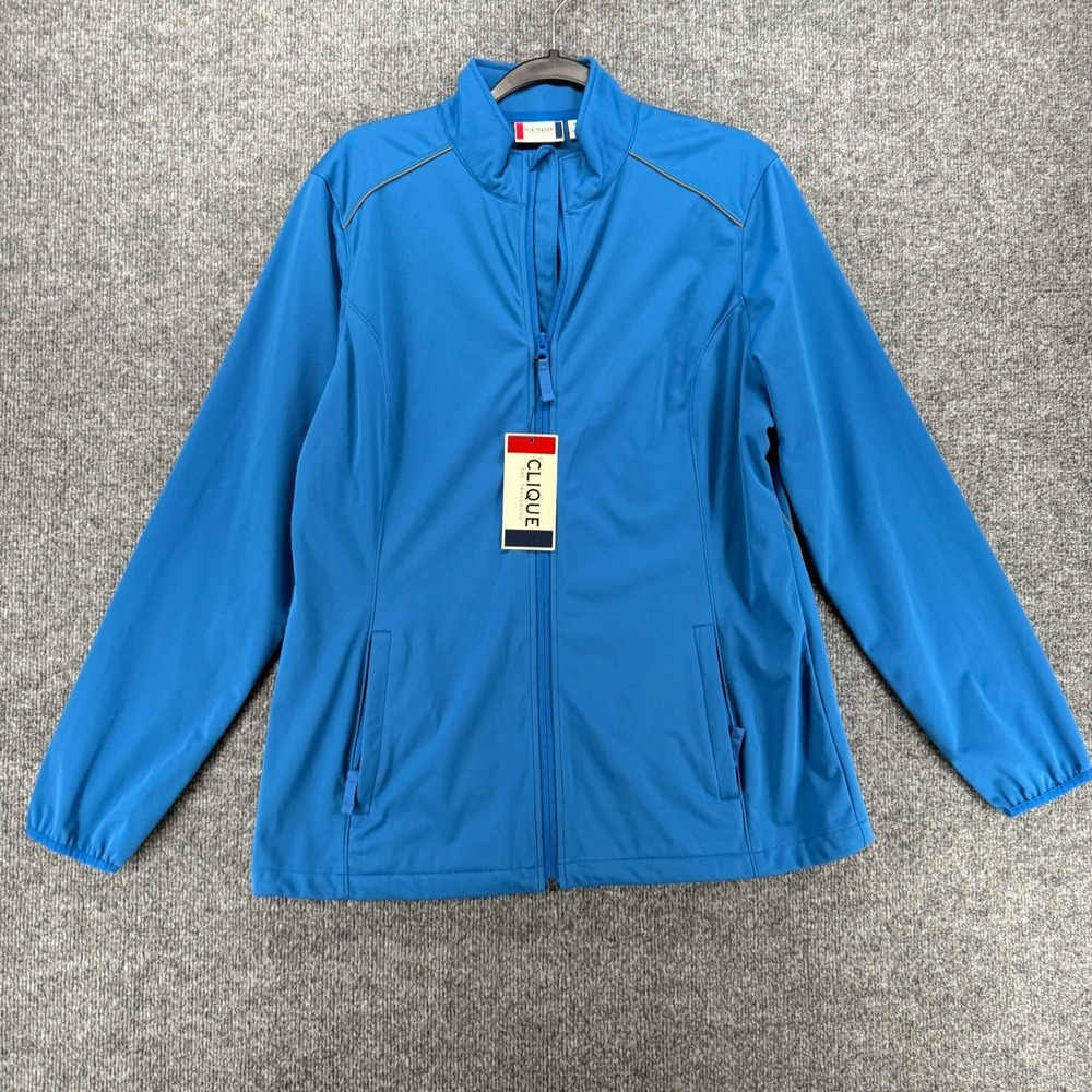 Clique Jacket Mens XL Blue Solid Softshell Full Zip‎ Long Sleeve Business Casual